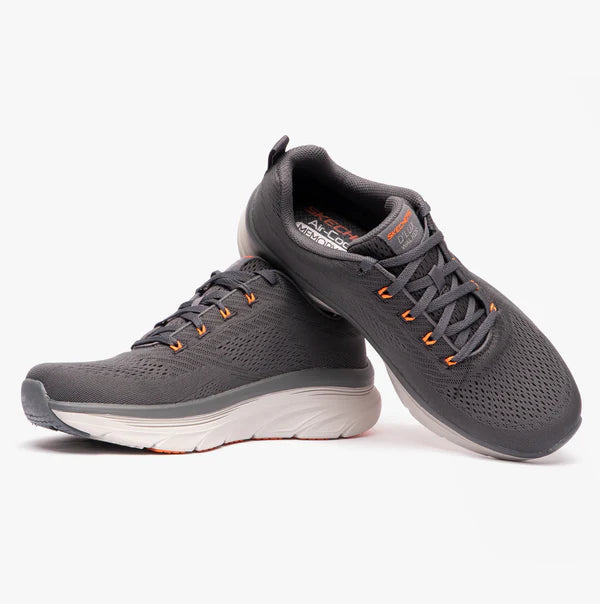 SKECHERS MENS D'LUX WALKER MEERNO - CHARCOAL/ORANGE