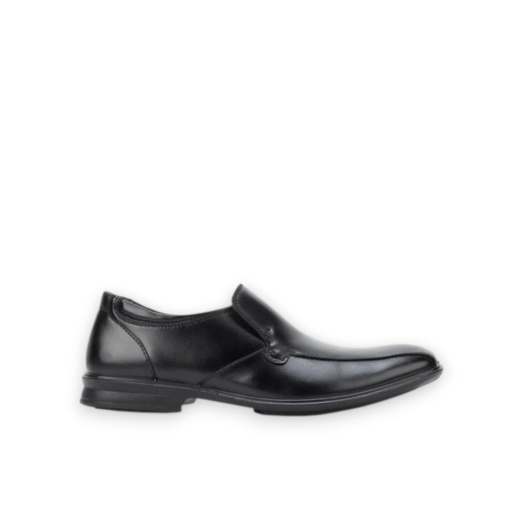 HUSH PUPPIES CAHILL LEATHER SLIP ON DRESS SHOE - BLACK
