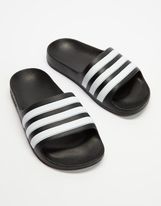 ADIDAS KIDS ADILETTE AQUA - BLACK/WHITE