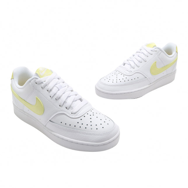 NIKE WOMENS COURT VISION LOW - WHITE/ LT ZITRON-BRIGHT MANGO