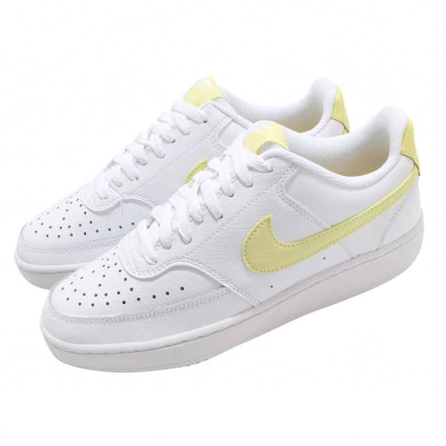 NIKE WOMENS COURT VISION LOW - WHITE/ LT ZITRON-BRIGHT MANGO