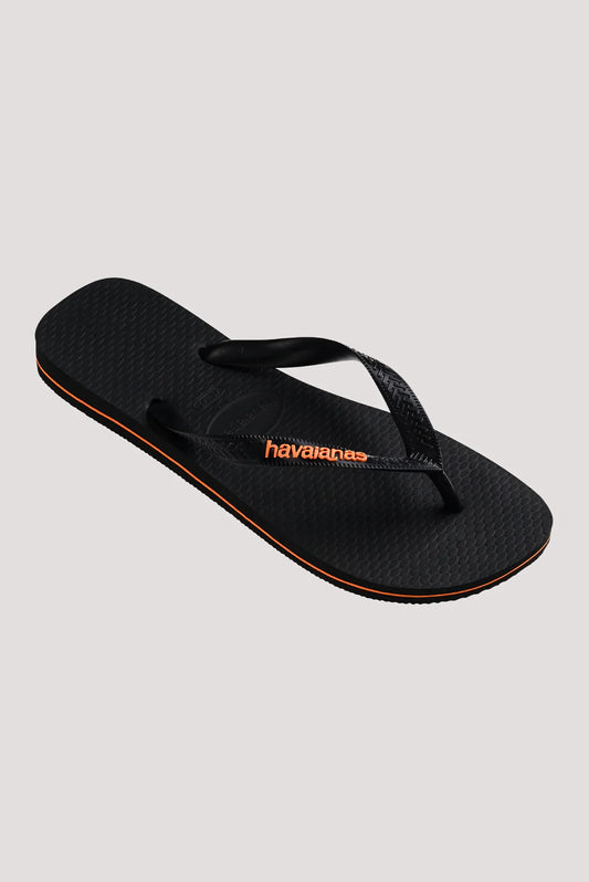 HAVAIANAS LOGO FILETE - Black/Black/Begonia Orange