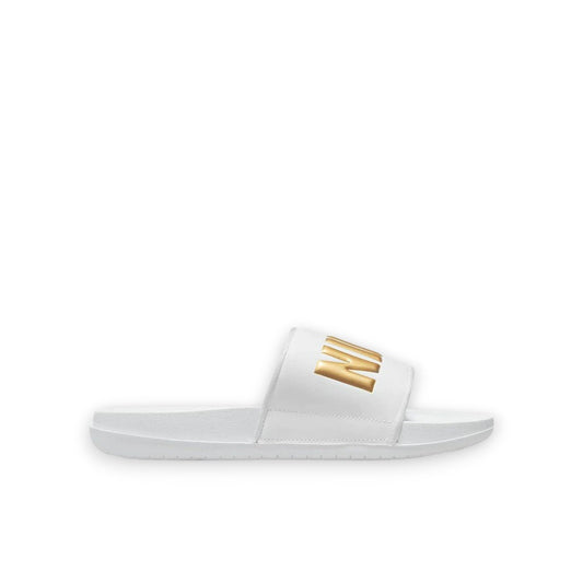 NIKE WOMENS OFF COURT SLIDES - WHITE/METALLIC GOLD-WHITE