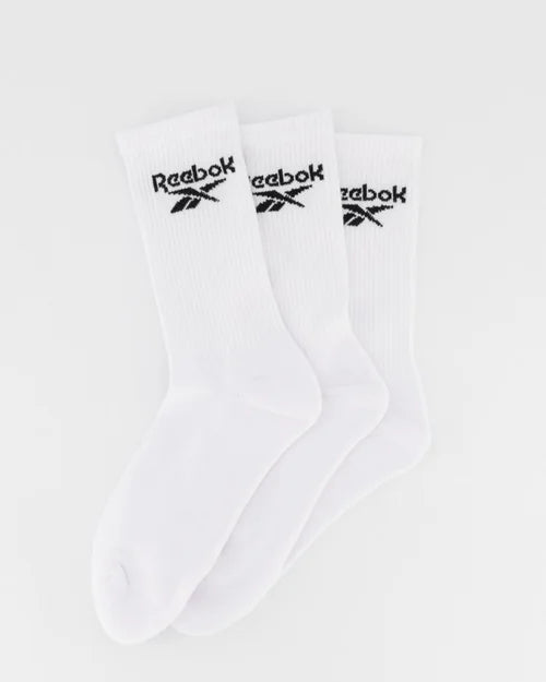 REEBOK ACTIVE CREW SOCKS 3 PACK - WHITE
