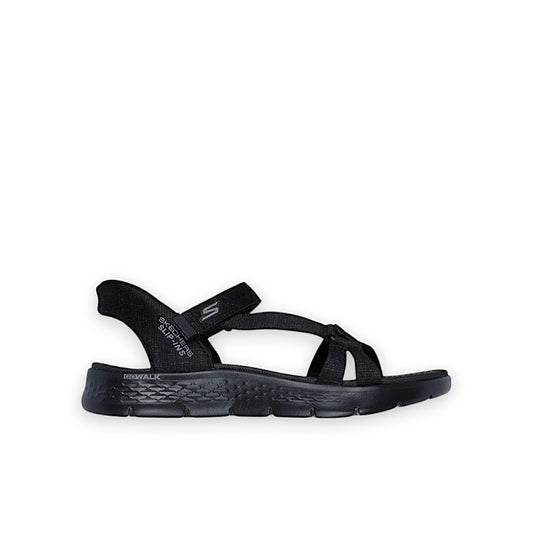 SKECHERS WOMENS SLIP-INS GO WALK FLEX SANDAL - BLACK/BLACK
