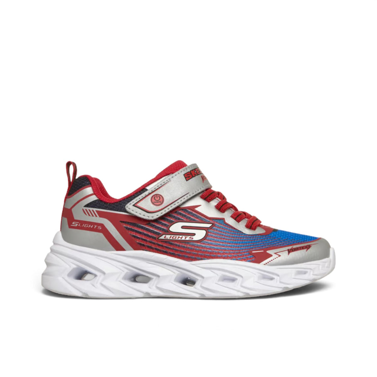 SKECHERS KIDS LIGHT UP VORTEX 3.0 - SILVER/RED