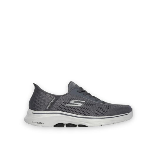 SKECHERS MENS GO WALK 7 FREE HAND 2 SLIP INS - CHARCOAL/BLACK