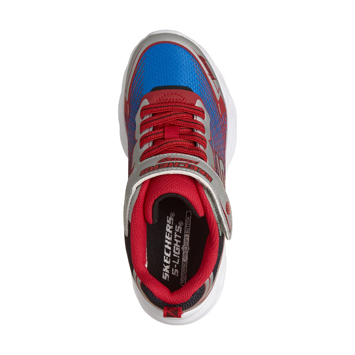 SKECHERS KIDS LIGHT UP VORTEX 3.0 - SILVER/RED