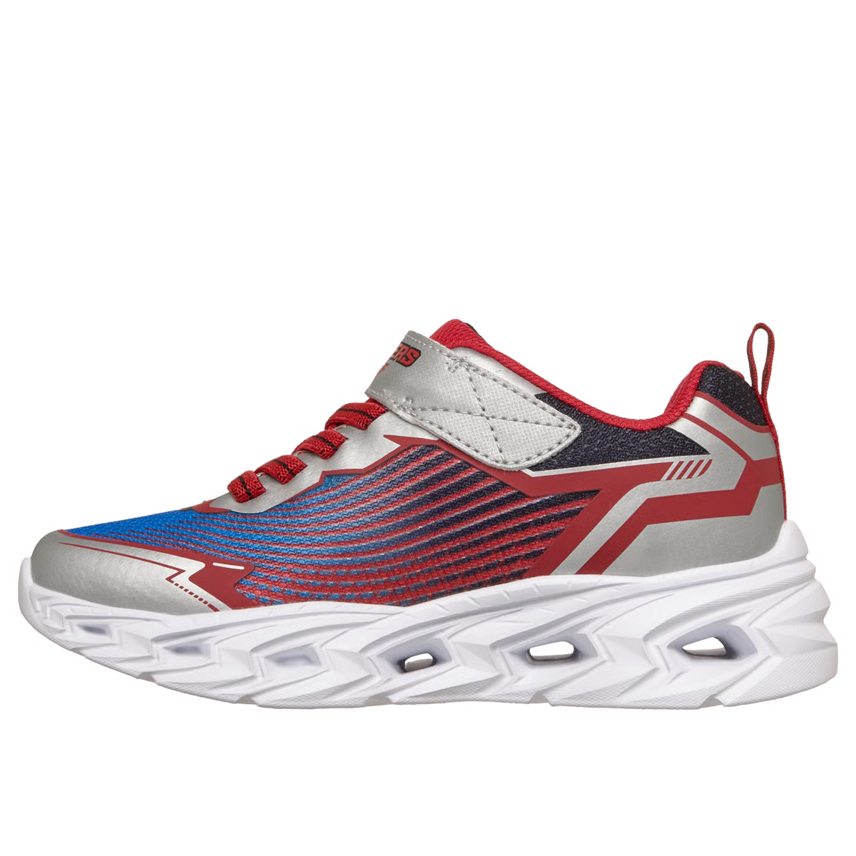 SKECHERS KIDS LIGHT UP VORTEX 3.0 - SILVER/RED