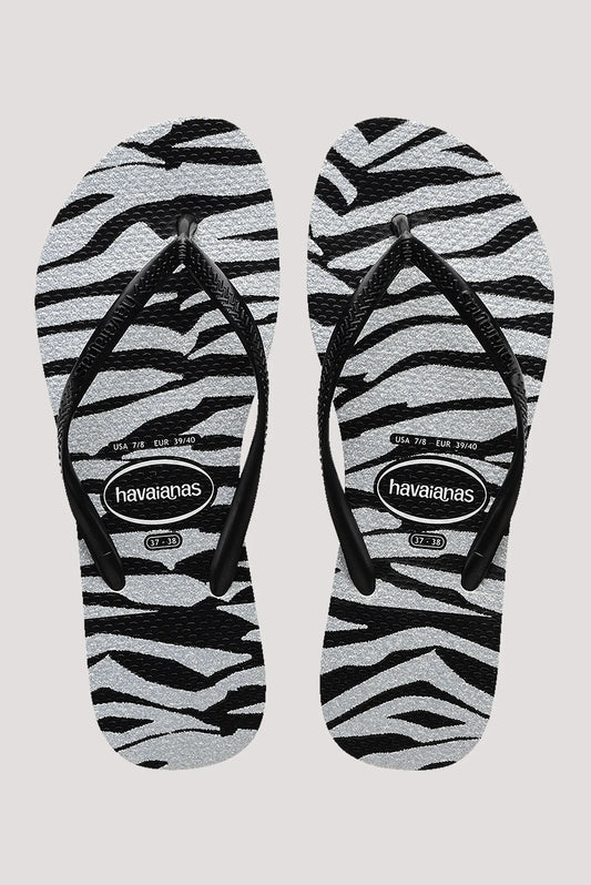 HAVAIANAS SLIM ANIMAL GLITTER - BLACK