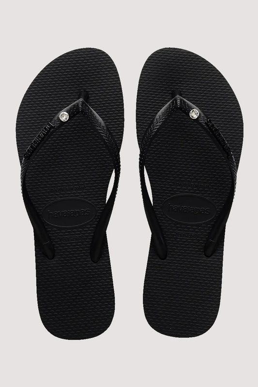 HAVAIANAS SLIM METAL LOGO CRYSTAL - BLACK