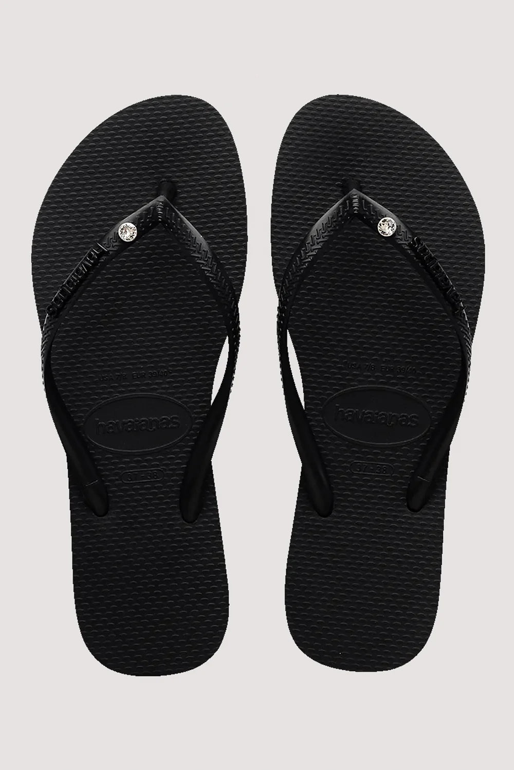 Havaianas Slim Metal Logo Crystal Jandal | Rose Gold