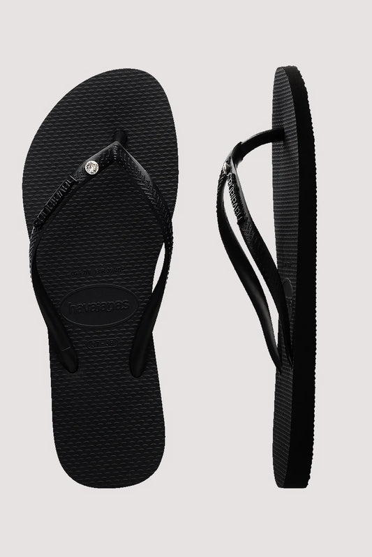 HAVAIANAS SLIM METAL LOGO CRYSTAL - BLACK
