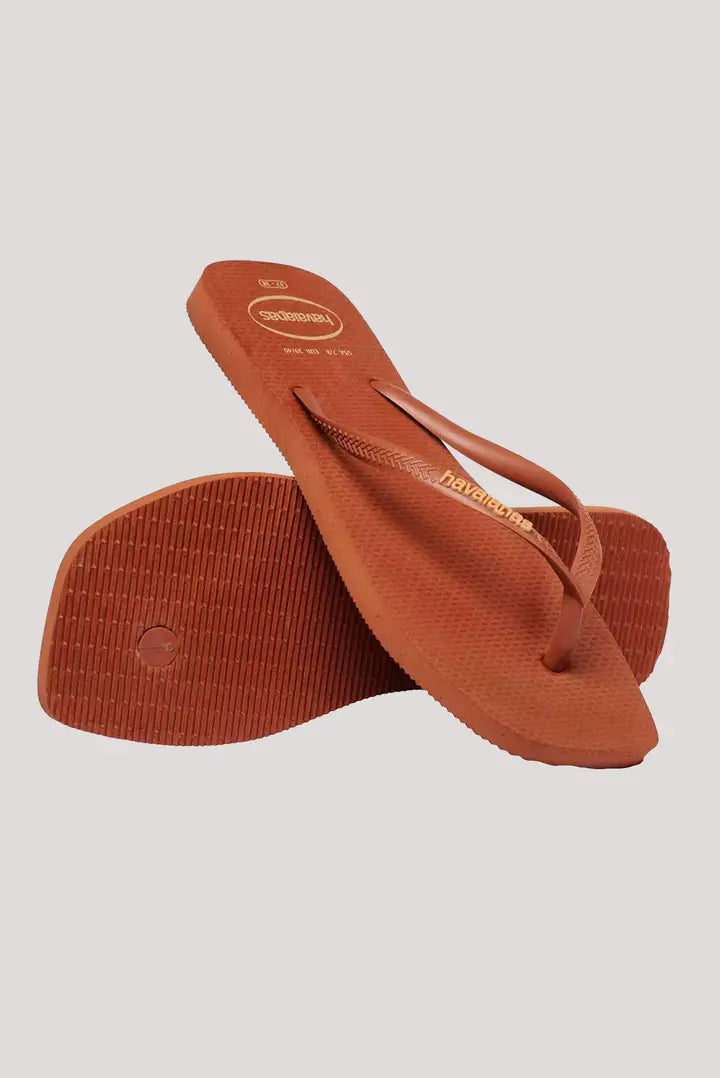 HAVAIANAS SLIM SQUARE LOGO POP UP - RUST