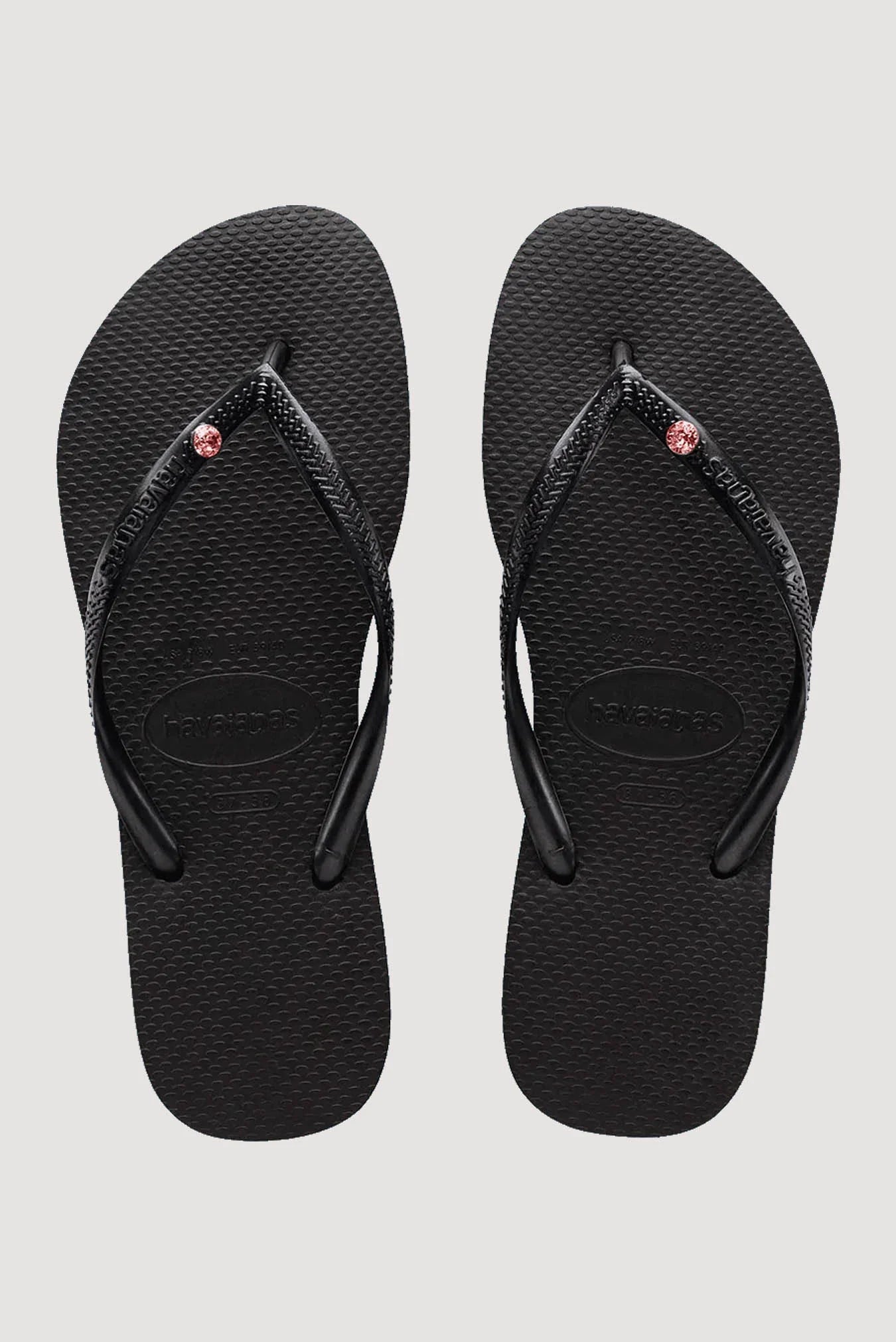 HAVAIANAS SLIM APAC CRYSTAL - BLACK/LIGHT ROSE