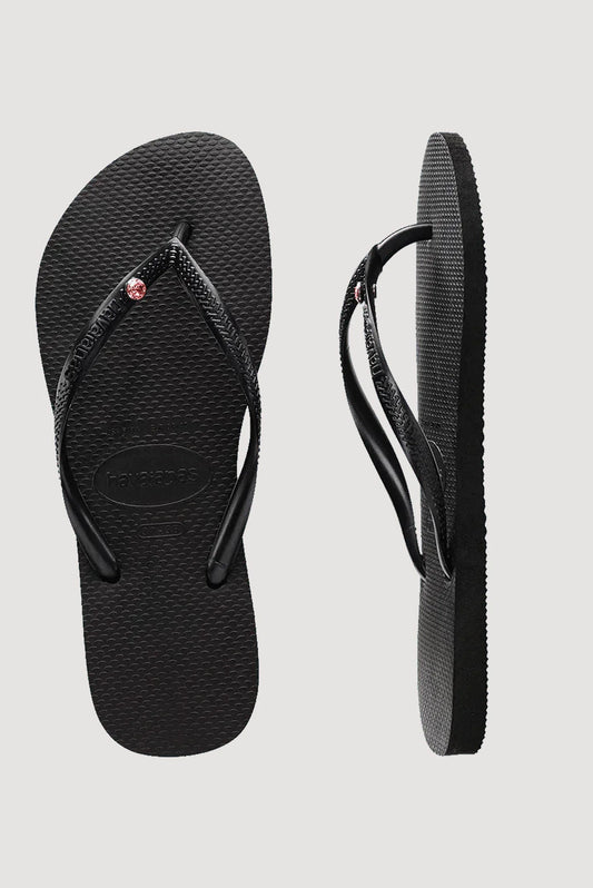 HAVAIANAS SLIM APAC CRYSTAL - BLACK/LIGHT ROSE