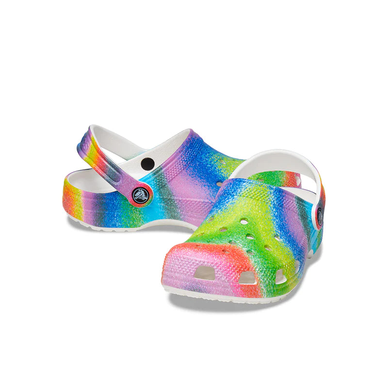 CROCS CLASSIC SPRAY DYE CLOG - WHITE/MULTI