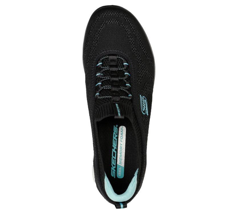 SKECHERS WOMEN'S GLIDE-STEP FLEX GOOD DREAM - BLACK/LIGHT BLUE