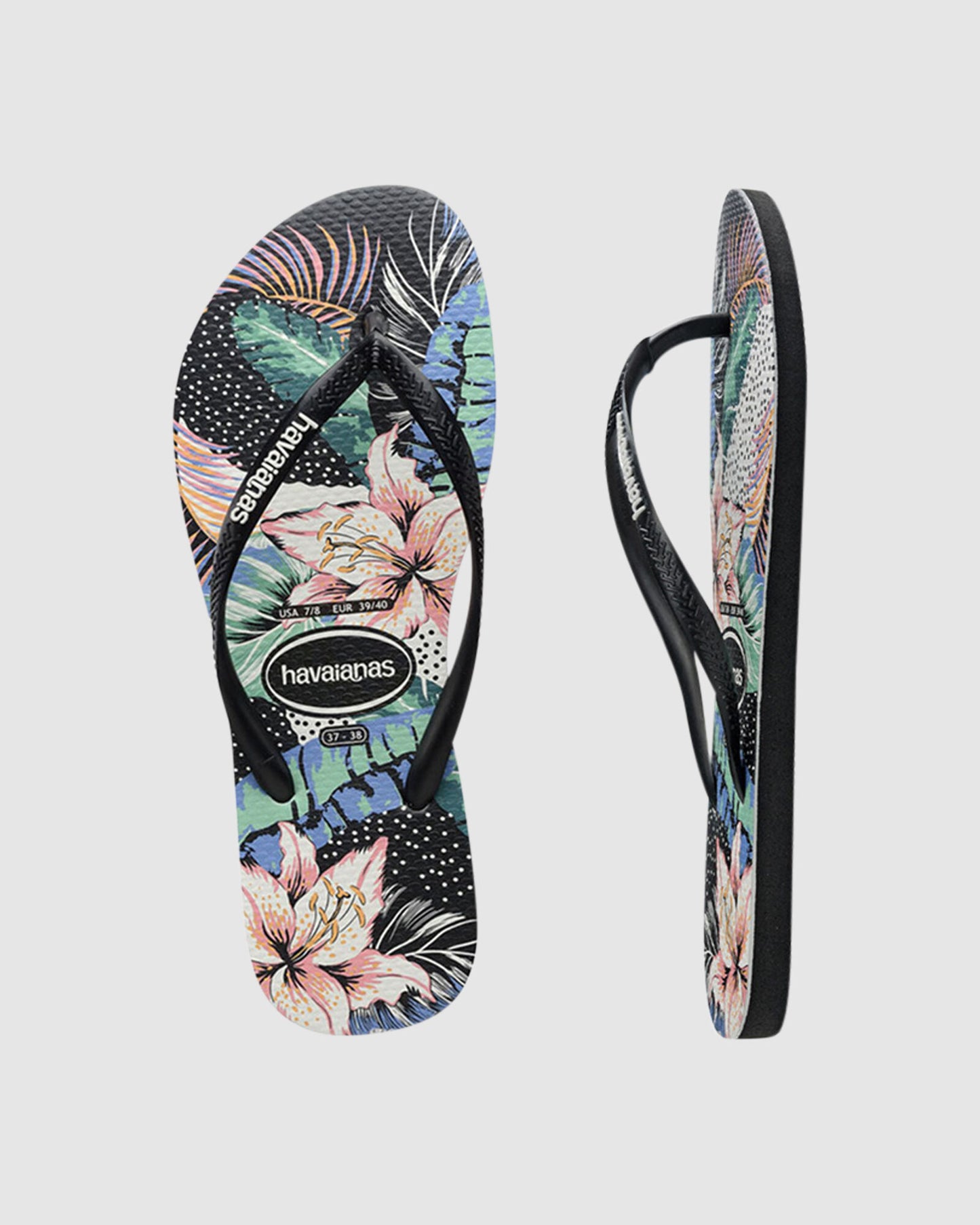 HAVAIANAS SLIM FLORAL DOTS - PRETO