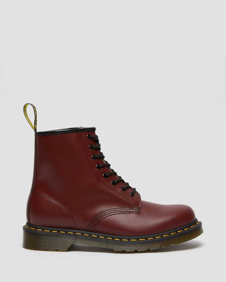 DR MARTENS 1460 SMOOTH LEATHER ANKLE BOOTS - CHERRY RED