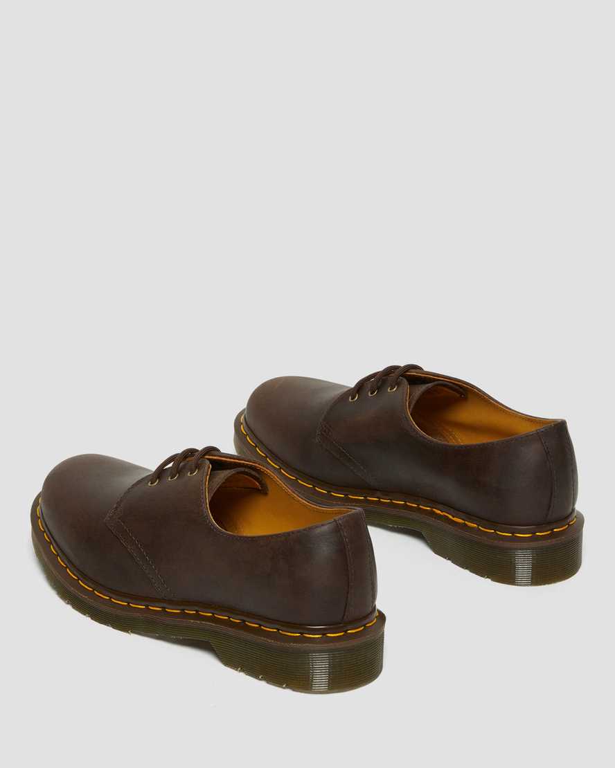 DR MARTENS 1461 LEATHER SHOES - DARK BROWN CRAZY HORSE+PU