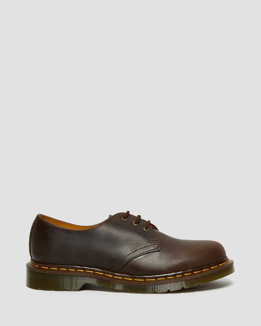 DR MARTENS 1461 LEATHER SHOES - DARK BROWN CRAZY HORSE+PU