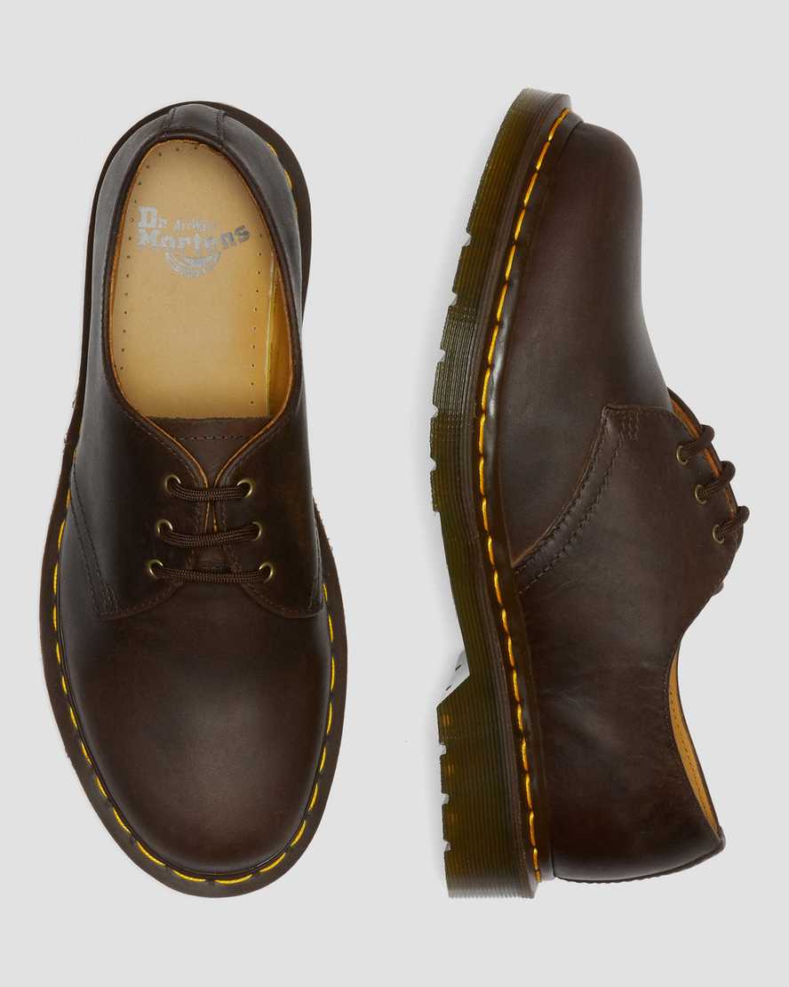 DR MARTENS 1461 LEATHER SHOES - DARK BROWN CRAZY HORSE+PU