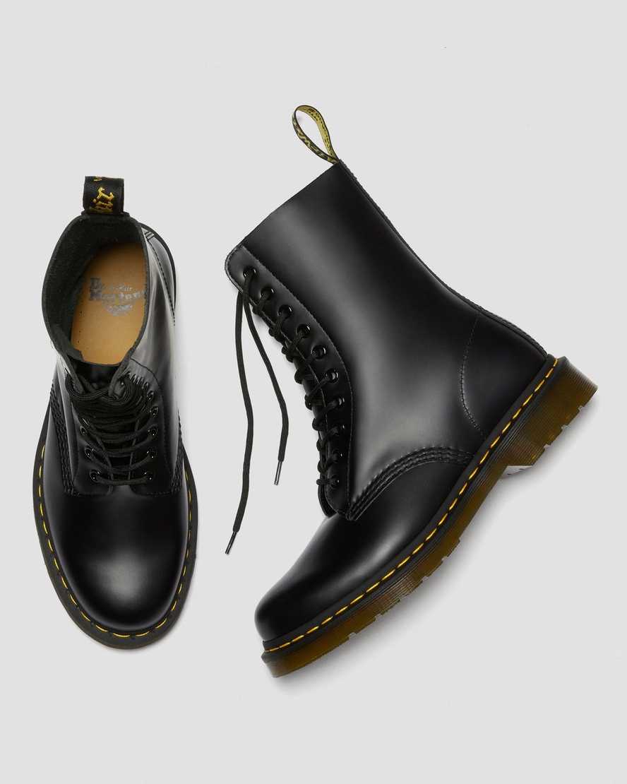 DR MARTENS 1490 SMOOTH LEATHER MID CALF BOOTS - BLACK