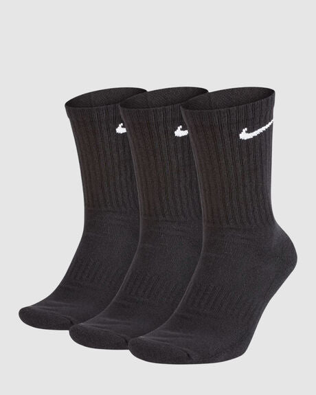 NIKE EVERYDAY COTTON CUSHIONED CREW SOCKS ( 3 PACK) - BLACK/WHITE