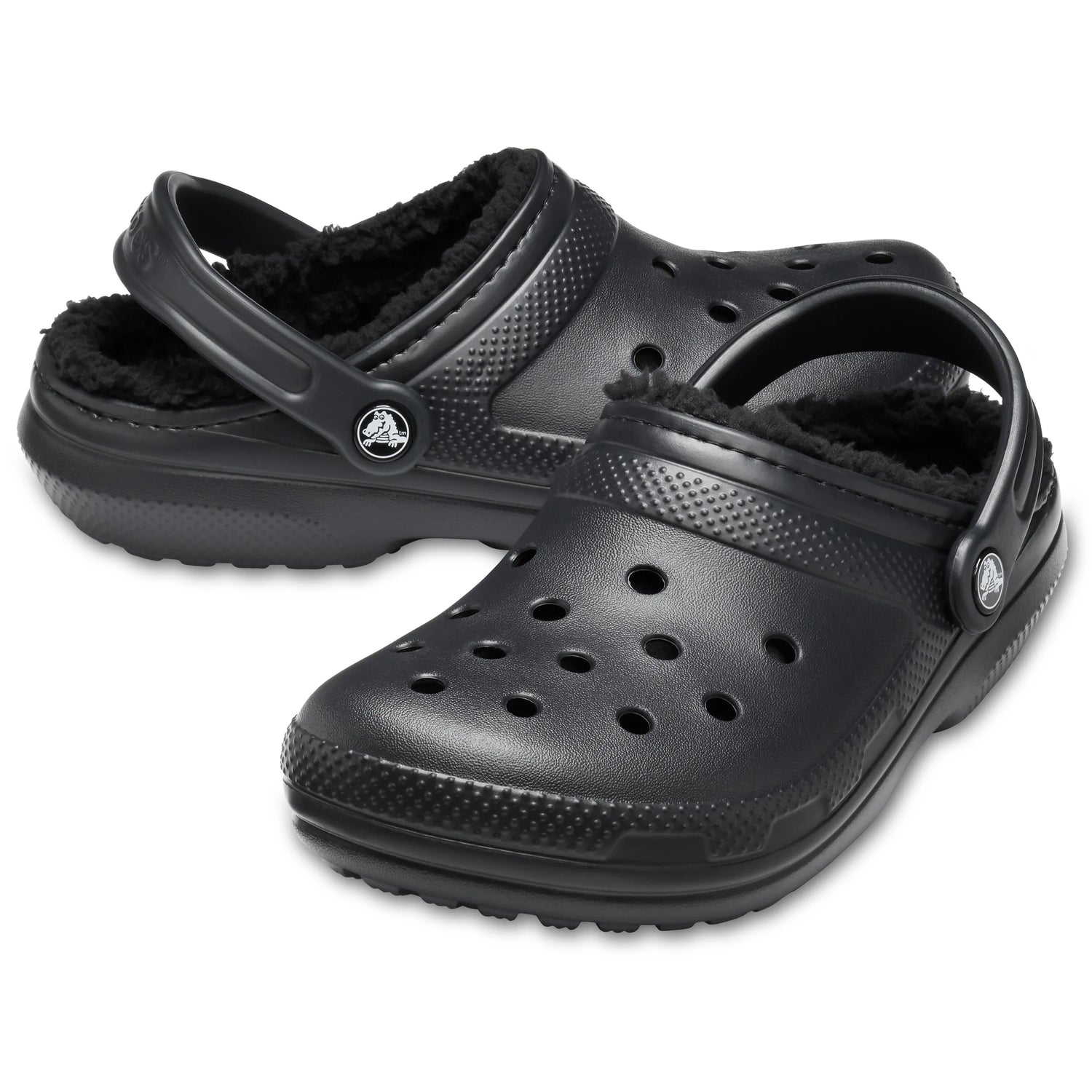 Black fur store crocs