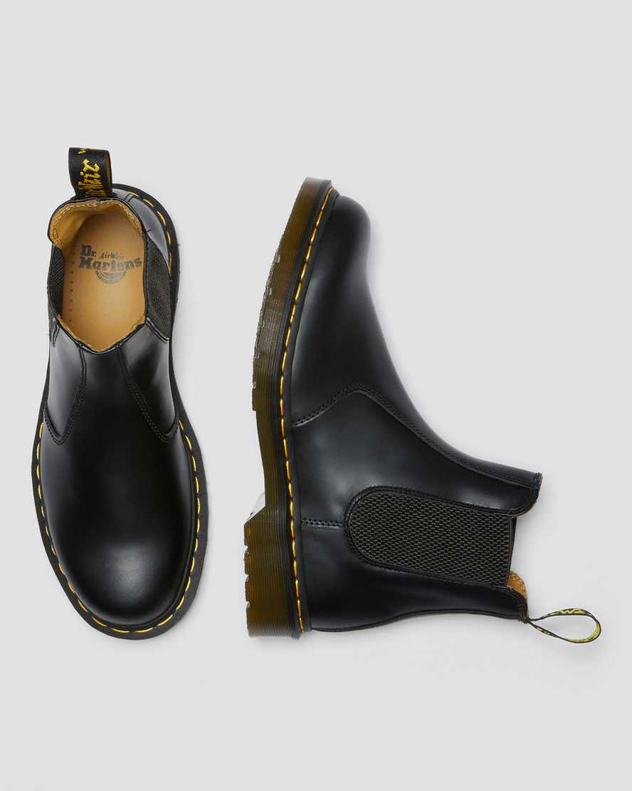 DR MARTENS 2976 YELLOW STITCH SMOOTH LEATHER CHELSEA BOOTS - BLACK