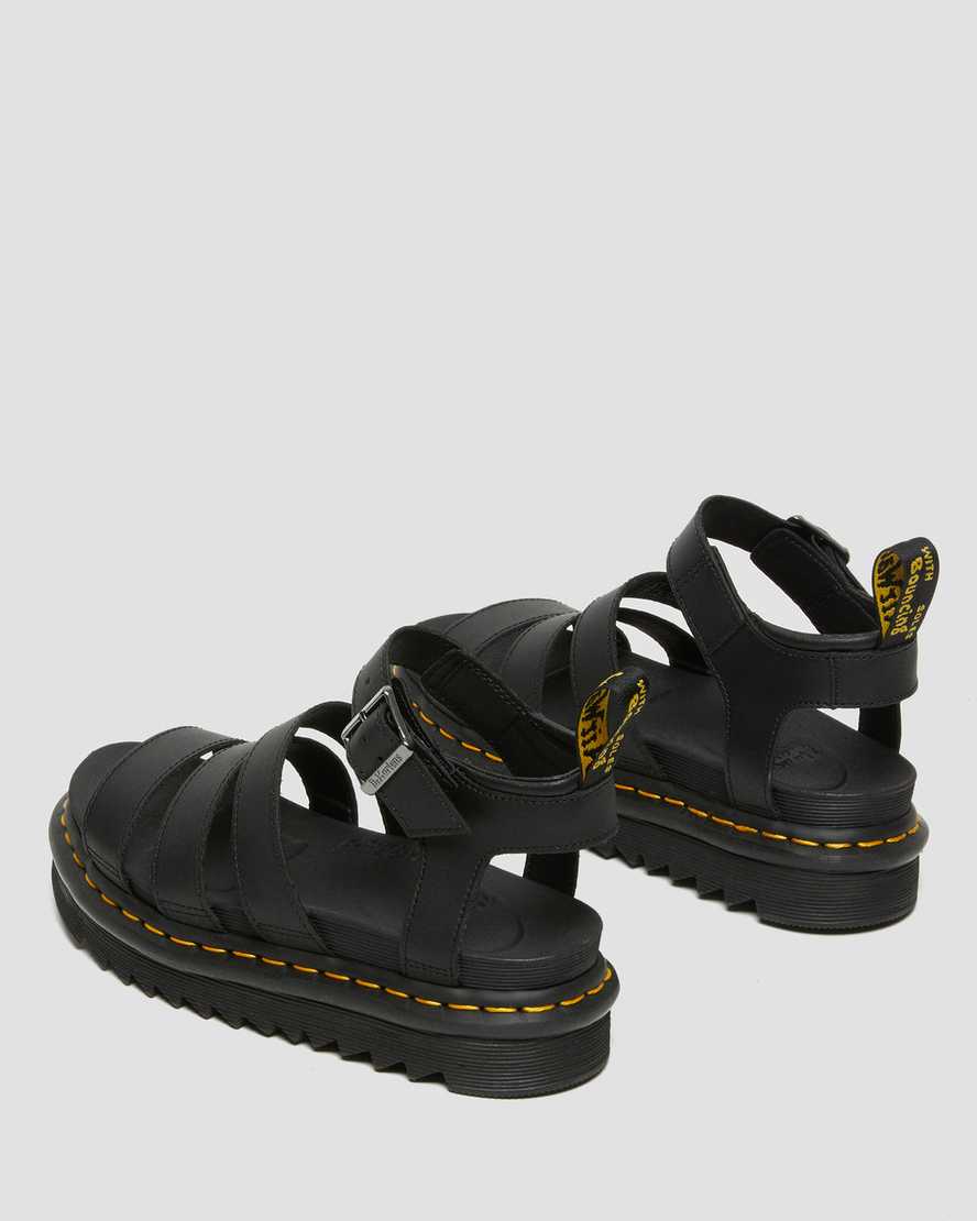 DR MARTENS BLAIRE HYDRO LEATHER STRAP SANDALS - BLACK HYDRO