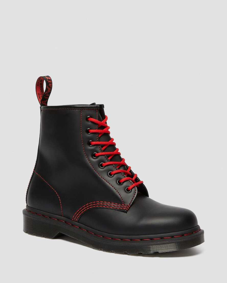DR MARTENS 1460 RED STITCH SMOOTH - BLACK/RED