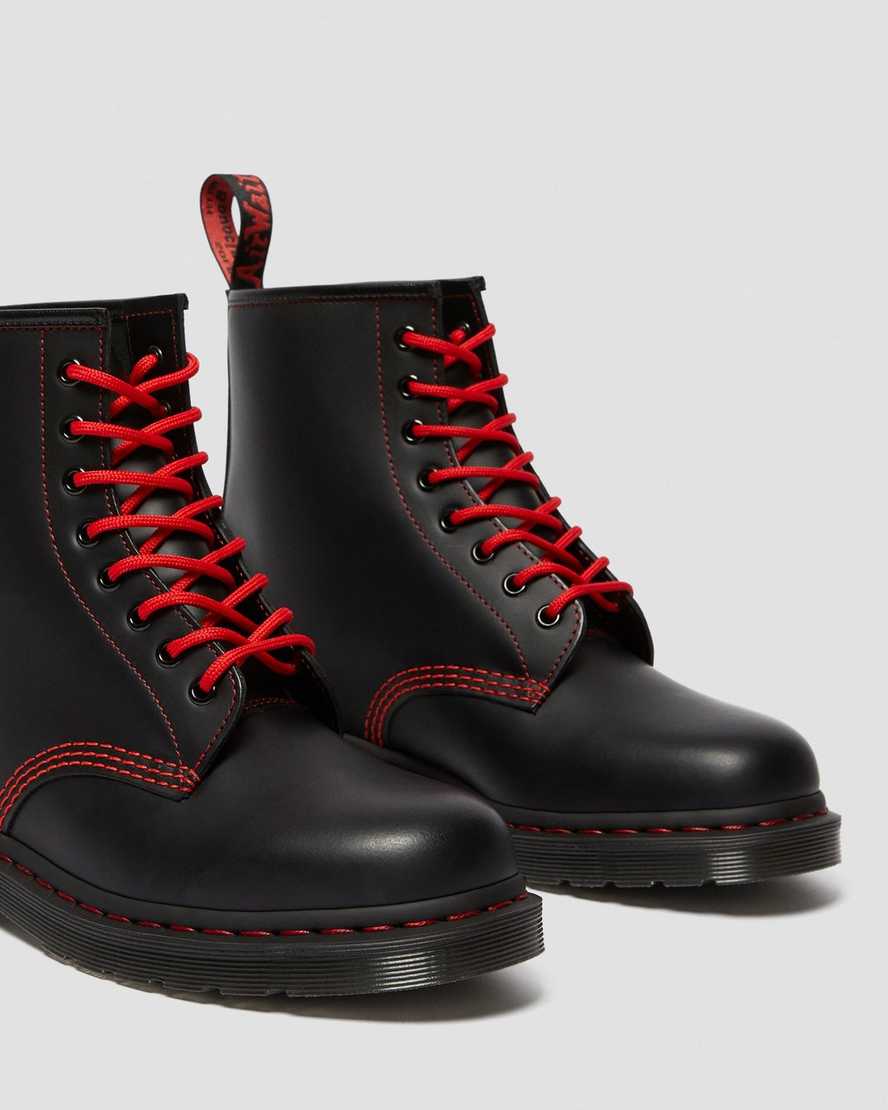 DR MARTENS 1460 RED STITCH SMOOTH - BLACK/RED