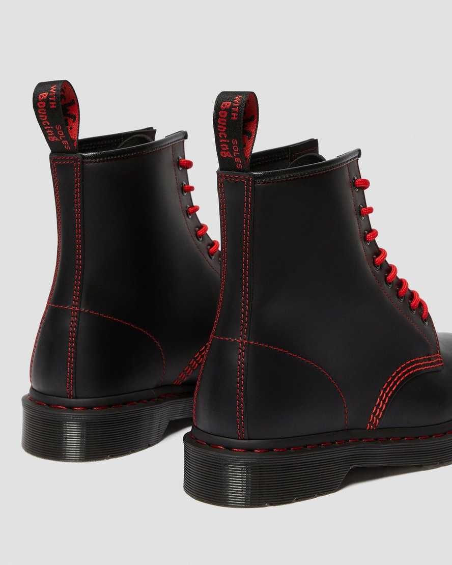 DR MARTENS 1460 RED STITCH SMOOTH - BLACK/RED