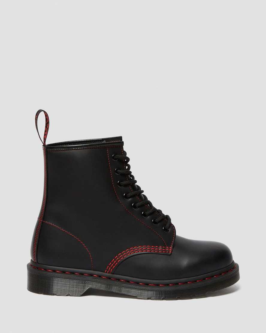 DR MARTENS 1460 RED STITCH SMOOTH - BLACK/RED