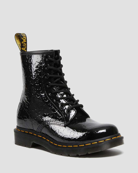 DR MARTENS 1460 LEOPARD EMBOSS PATENT LEATHER - BLACK