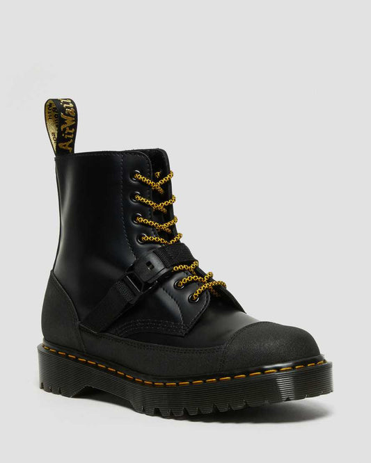 DR MARTENS 1460 BEX TECH MADE IN ENGLAND LEATHER LACE UP BOOTS - BLACK SMOOTH+DUAL ORIGINAL