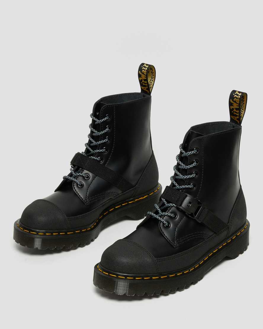 DR MARTENS 1460 BEX TECH MADE IN ENGLAND LEATHER LACE UP BOOTS - BLACK SMOOTH+DUAL ORIGINAL