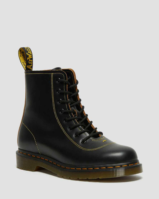 DR MARTENS PHARAMOND VINTAGE SMOOTH LEATHER ANKLE BOOTS - BLACK VINTAGE SMOOTH