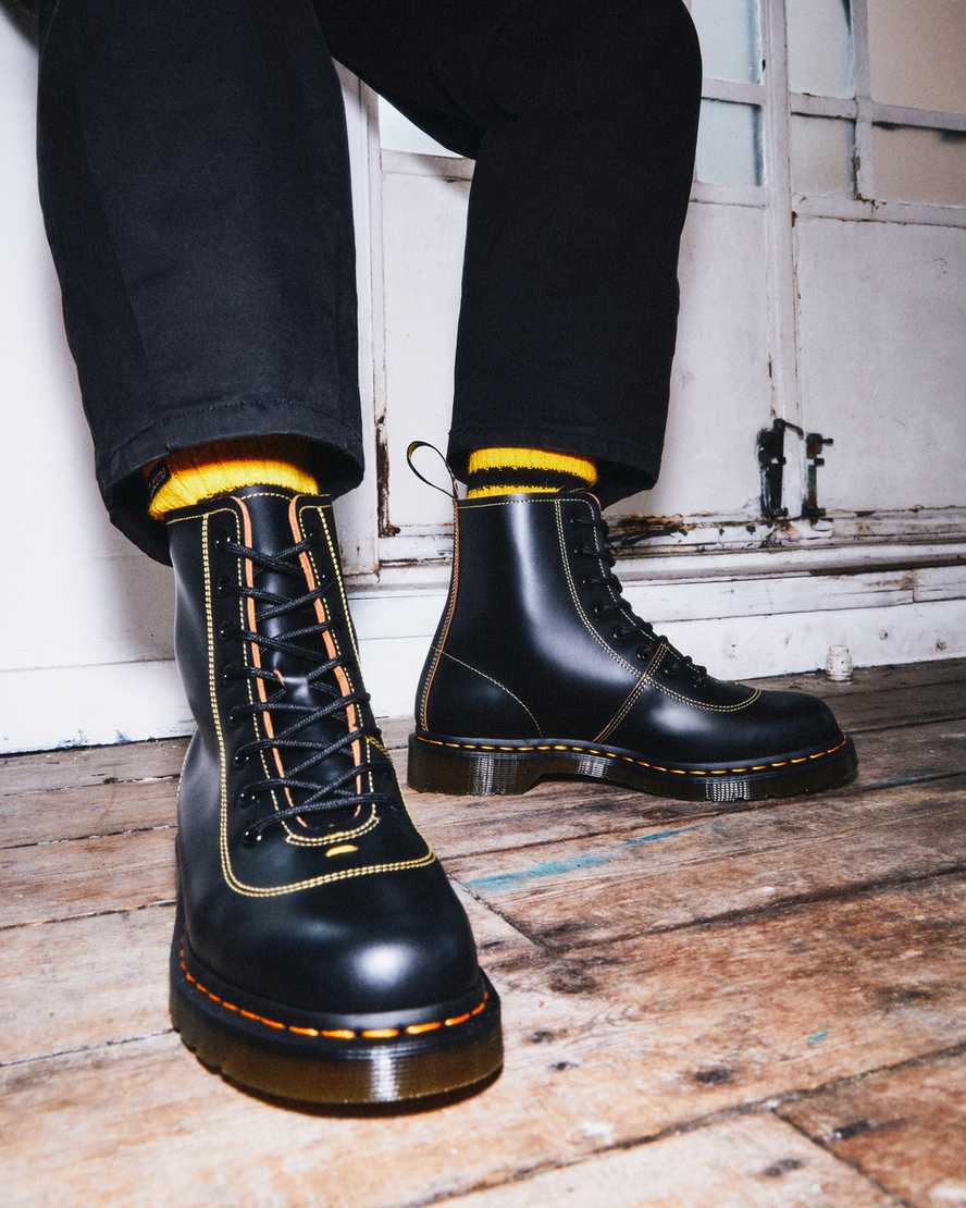 DR MARTENS PHARAMOND VINTAGE SMOOTH LEATHER ANKLE BOOTS - BLACK VINTAGE SMOOTH