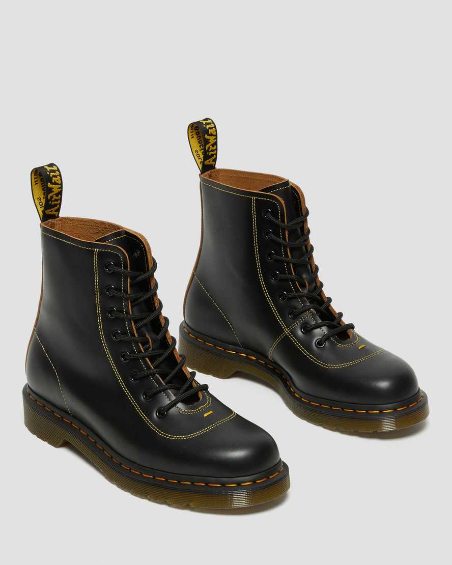 DR MARTENS PHARAMOND VINTAGE SMOOTH LEATHER ANKLE BOOTS - BLACK VINTAGE SMOOTH