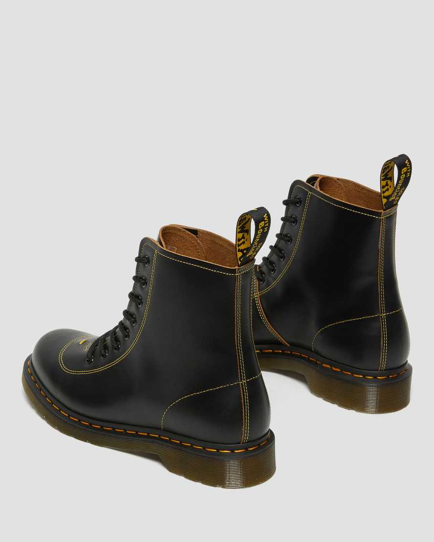 DR MARTENS PHARAMOND VINTAGE SMOOTH LEATHER ANKLE BOOTS - BLACK VINTAGE SMOOTH