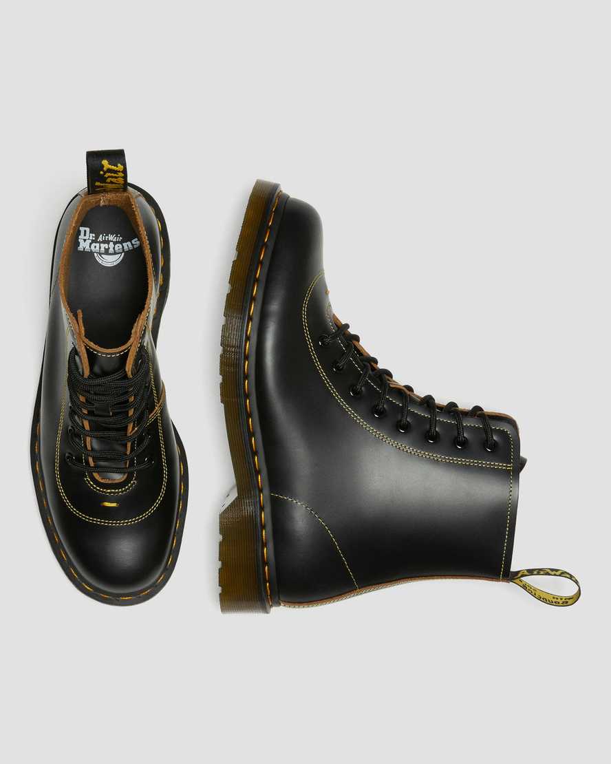 DR MARTENS PHARAMOND VINTAGE SMOOTH LEATHER ANKLE BOOTS - BLACK VINTAGE SMOOTH