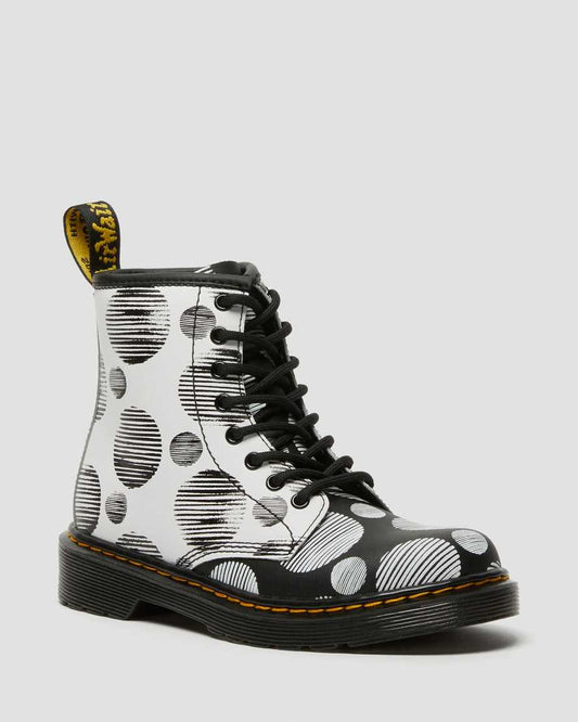 DR MARTENS KIDS 1460 POLKA DOT BOOT - BLACK/WHITE