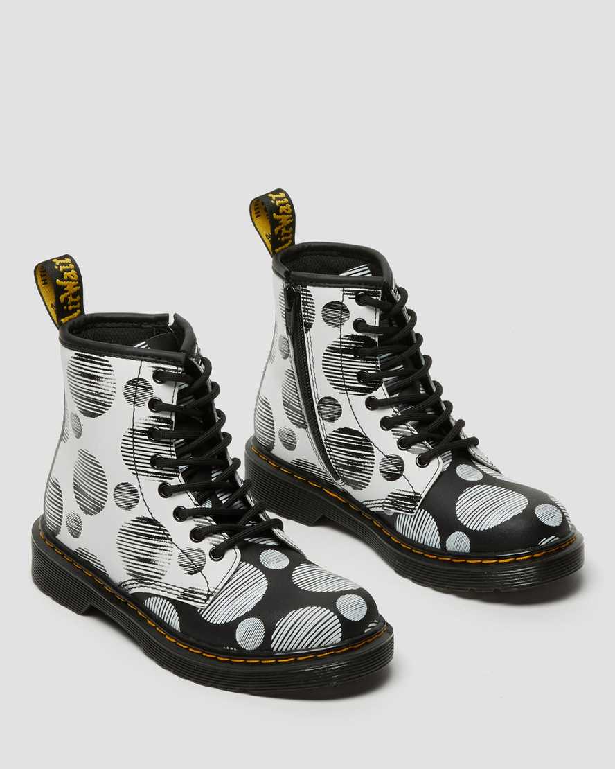 DR MARTENS KIDS 1460 POLKA DOT BOOT - BLACK/WHITE