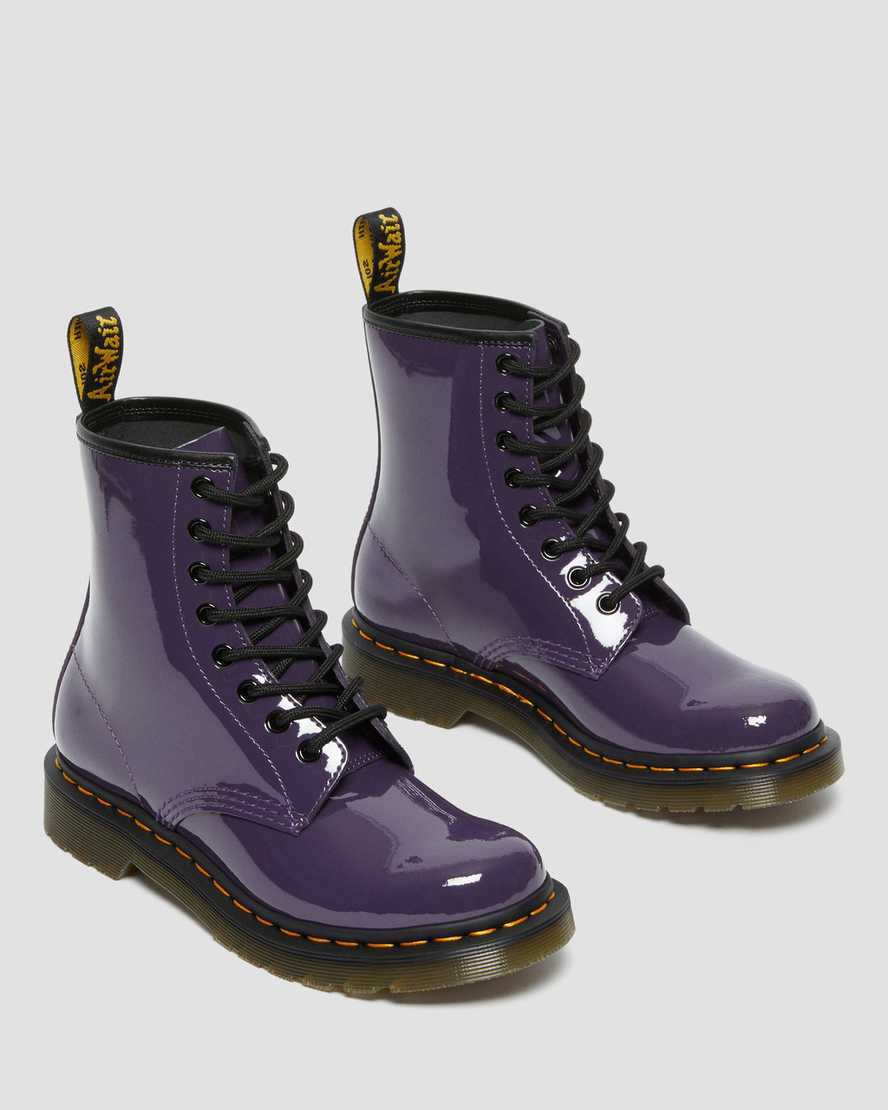 DR MARTENS 1460 WOMEN'S PATENT LEATHER LACE UP BOOTS - BLACKCURRANT PATENT LAMPER