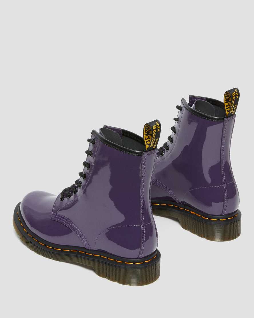 DR MARTENS 1460 WOMEN'S PATENT LEATHER LACE UP BOOTS - BLACKCURRANT PATENT LAMPER