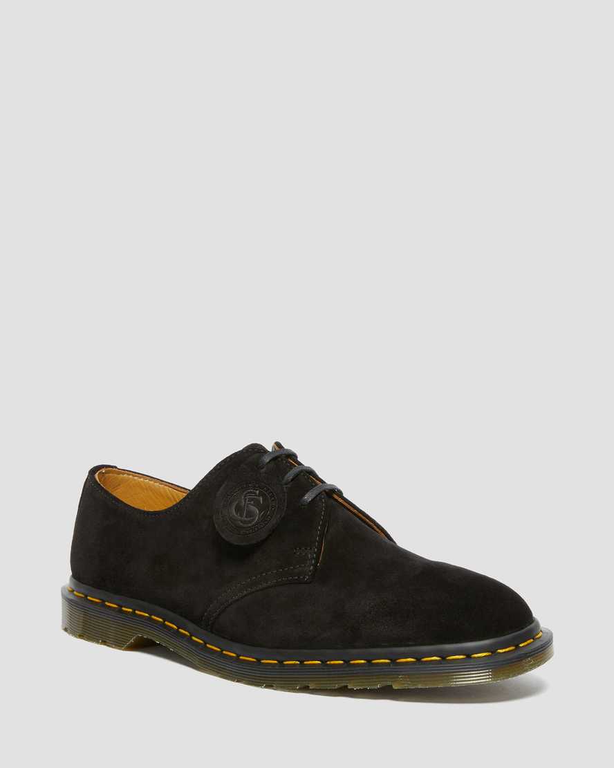 DR MARTENS ARCHIE II MADE IN ENGLAND SUEDE OXFORD SHOES - BLACK REPELLO CALF SUEDE