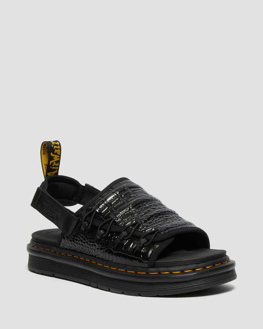 DR MARTENS MURA SUICOKE CROCO LEATHER SANDALS - BLACK NEW VIBRANCE CROCO